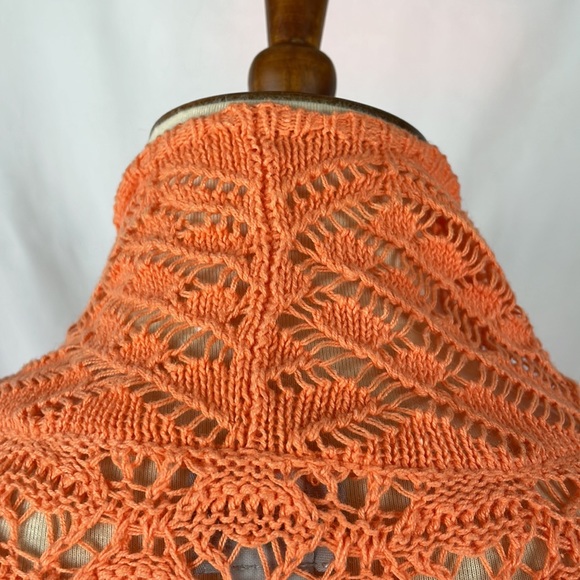 Chico's Orange Open Knit Shrug Cardigan Sweater - Size 1 = Medium/Size 8 - Picture 7 of 12